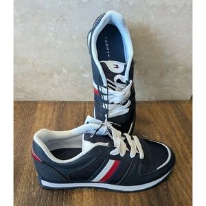 NWT Kids' Lace-Up Signature Stripe Sneaker Tomny Hilfiger Navy Blue Size 3